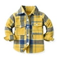 thumbnail image 1 of YWDJ 3Months-10 Years Boys Girls Tops Flannel Shirt Jacket Plaid Lapel Down Shacket Kids Shirts Fall Tops Yellow 12-18 Months, 1 of 8