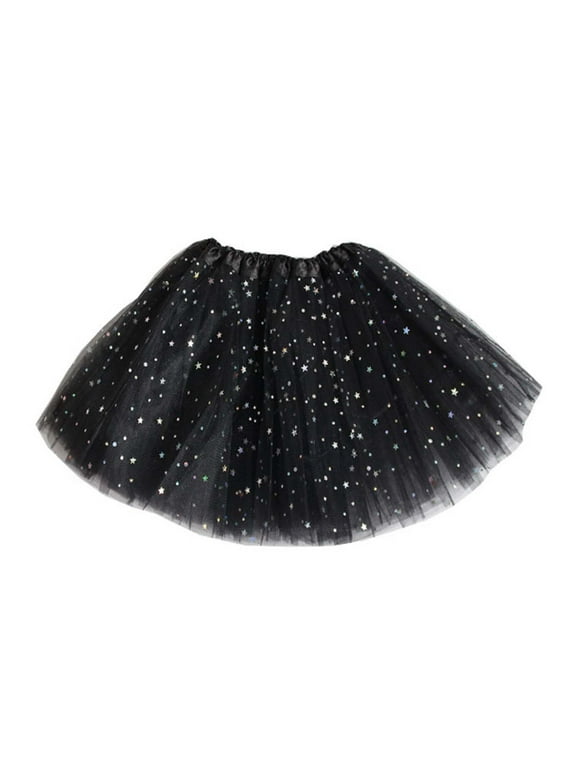 YWDJ 4-8 Years Little Girls Tutu Skirt Toddler Party Multicolour Dance Ballet Costume Sequins Princess Skirts Black 4-8 Years