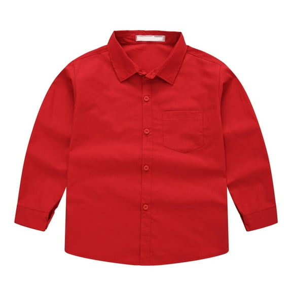 YWDJ 5-14T Toddler Shirt Jacket Solid Color Long Sleeve Lapel Button Kids Boys Girls Shirts Coats Fall Tops Red 7-8 Years