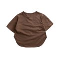 thumbnail image 1 of YWDJ 6 Months-8 Years Boys Girls T Shirts Toddler Summer Short Sleeve Solid Candy Loose T-Shirt Brown 3-4 Years, 1 of 8