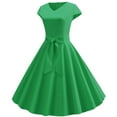 thumbnail image 1 of YWDJ 80s Homecoming Dresses 2024 Women Vintage Short Sleeve Swing 50s Housewife Casual Evening Party Prom Dress Green M, 1 of 9