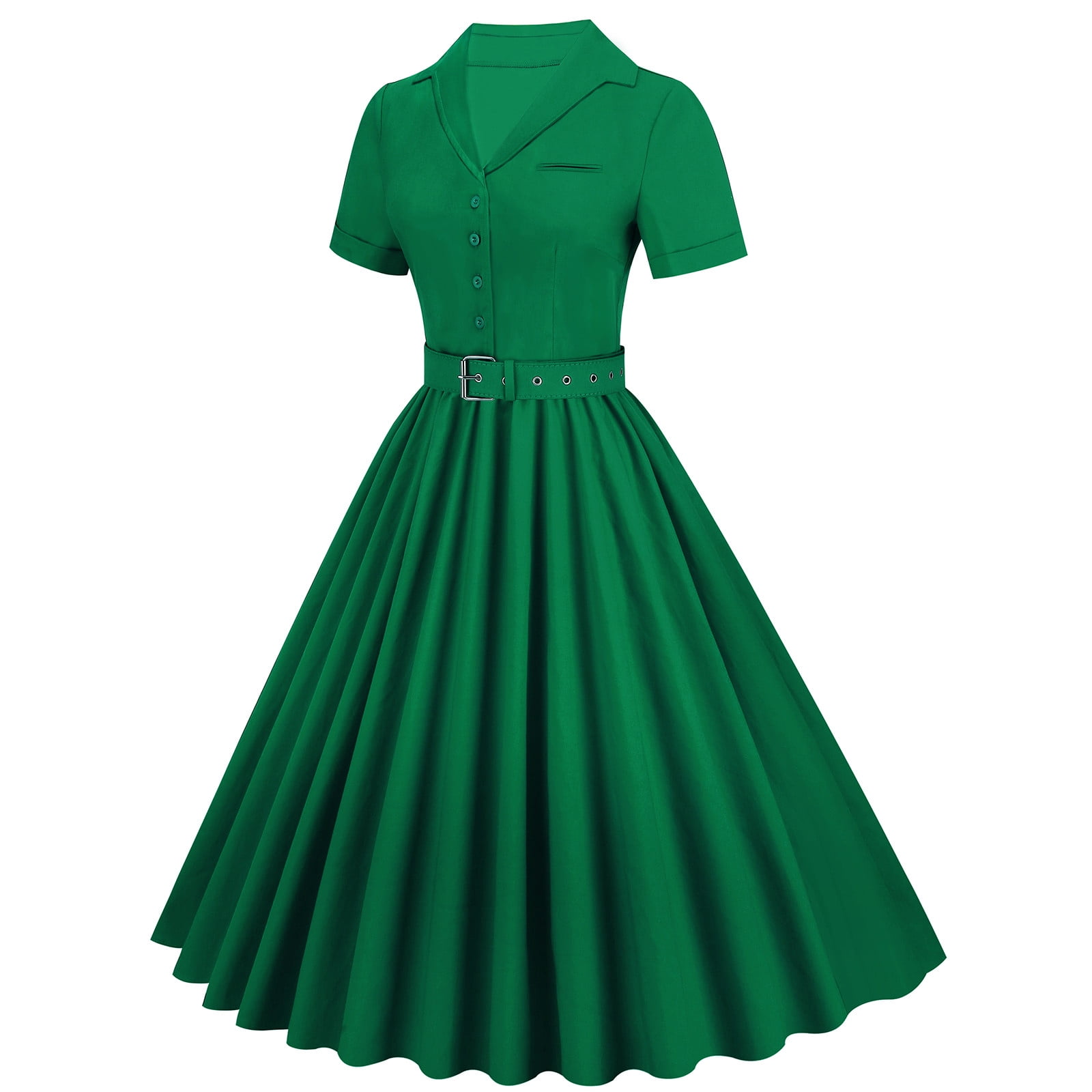 YWDJ 80s Prom Dress for Women Costume Fashion Summer Retro Casual Pullover Solid Color Short Sleeve Dress Spring Summer Dresses for Women 2023Army GreenL Walmart