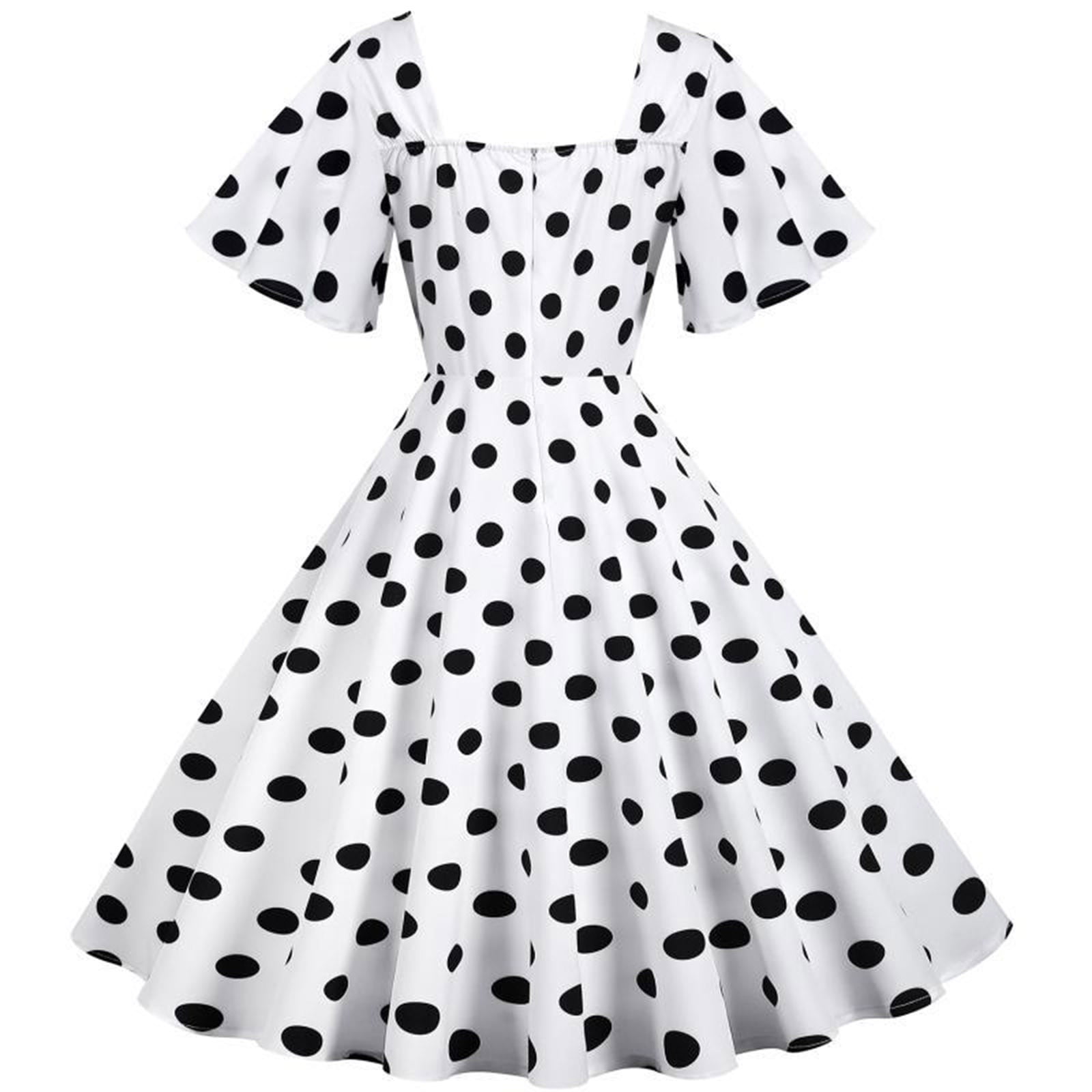 Womens black and top white polka dot dress