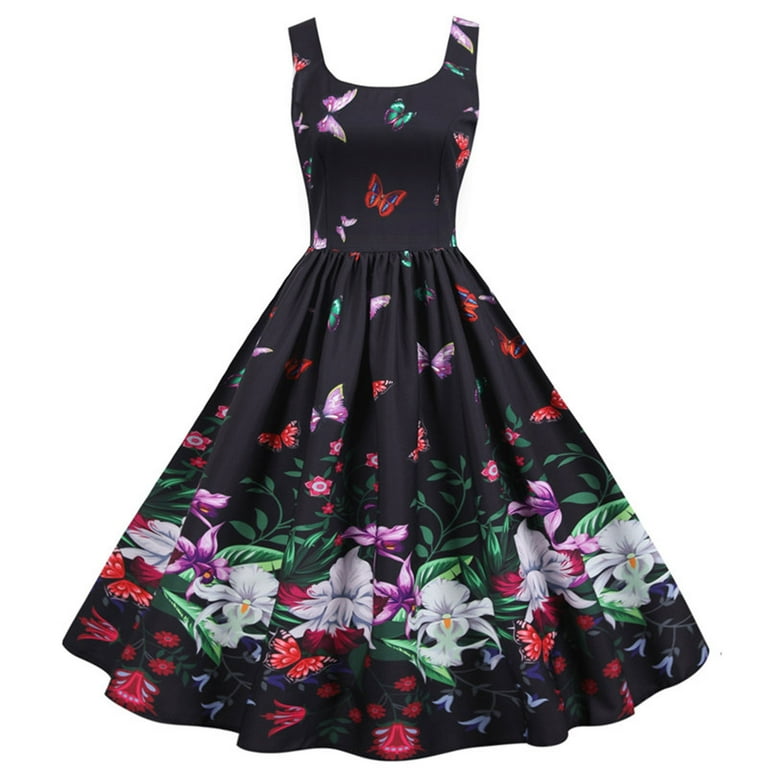 YWDJ 80s Prom Dress for Women Sleeveless 1950s Housewife Evening Party Prom Dress Spring Summer Dresses for Women 2023 Multicolor XL Walmart