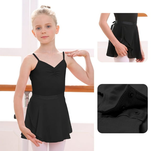 YWDJ Baby Girls Childrens Dance Clothes Summer Sleeveless Training Clothes Open Gear One-piece Performance Clothes Skirt Set Tie-wrap Black 3-4T