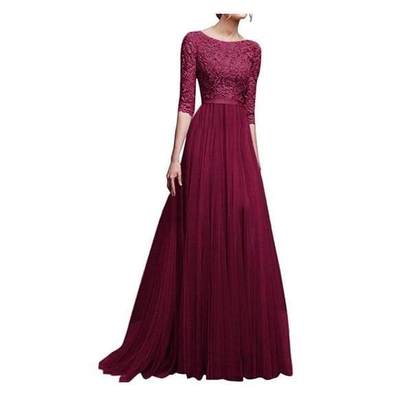 YWDJ Beach Wedding Guest Dresses for Women Women Formal Wedding Bridesmaid Long Evening Party Prom Ball Gown Cocktail Dress Red XXL