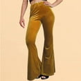 thumbnail image 1 of YWDJ Bell Bottom Pants for Women Plus Size High Waist High Rise Flared Elastic Waist Casual Stretchy Long Pant Fashion Comfortable Solid Color Leisure Bell-bottoms Pants Pants Everyday Wear 17-Brown L, 1 of 7