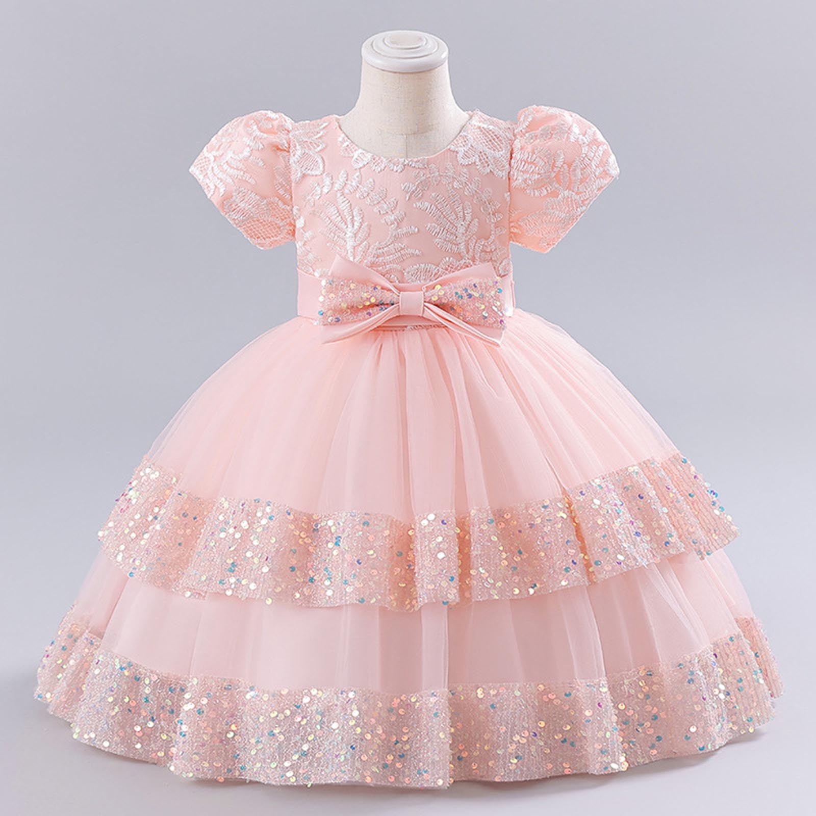 Elegant Baby Pink Party Dresses Toddler Princess Dresses For Girls