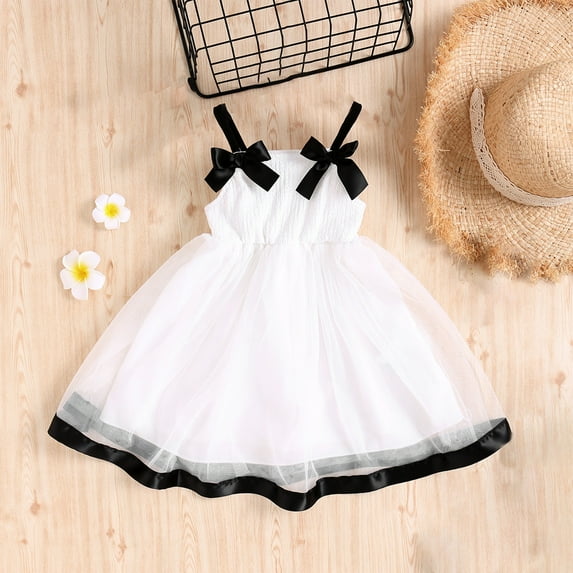 YWDJ Birthday Dresses for Girls Toddler Sling Butterflys One Piece Saree Childrens Summer Fashion White Mesh Dress Long Dress 3 Months-3 Years Old White 2Y