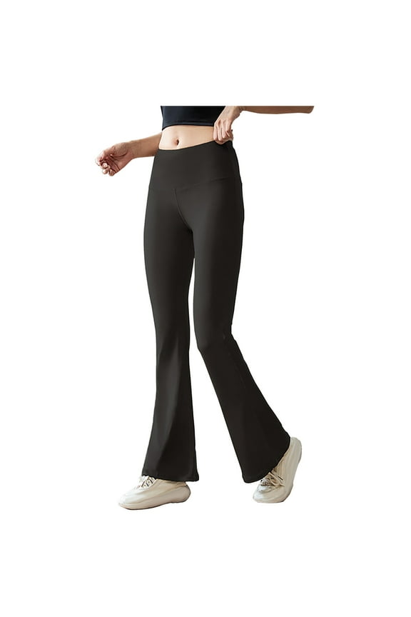 YWDJ Black Yoga Pants for Women Petite Bootcut High Waist Plus Size Workout Pants Full Length Curvy Casual Long Flare Workout Pants for Work out Pull on Solid Lightweight 3XL Breathable Gym Clothes