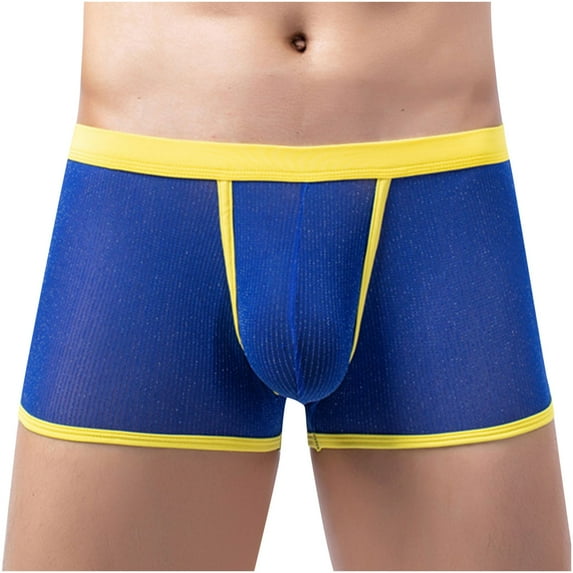 YWDJ Boxer Briefs for Women Breathable Breathable Lightweight No Show Men Casual Fashion Solid Sexy Underwear Gold Mesh Striped Breathable Hip Shorts Blue M