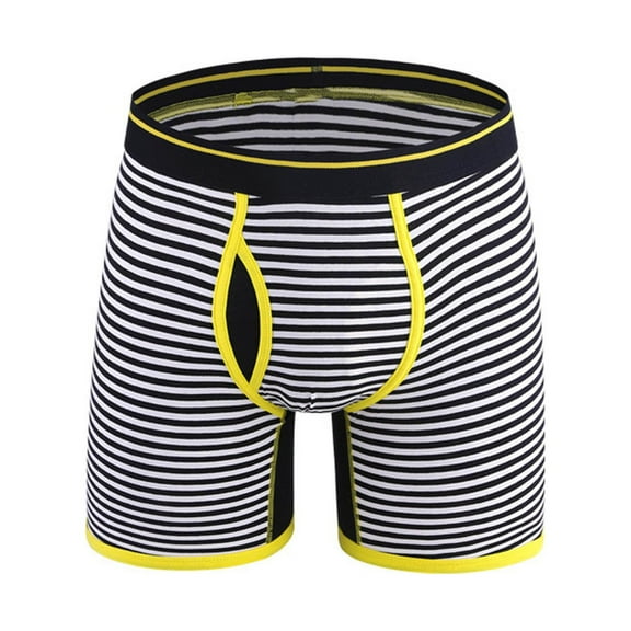 YWDJ Boxer Briefs for Women Breathable Plus Size Cotton Lightweight No Show Mens Striped Underwear Low Waisted Sexy and Funny Mesh Boxer Underwear Briefs Pants Yellow 3XL