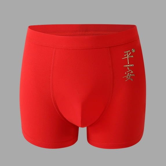 YWDJ Boxer Briefs for Women Plus Size Cotton Breathable Lightweight No Show Big Red Mens Mid-waist Briefs Cotton Skin-friendly Breathable Wedding Celebration Briefs Red XL
