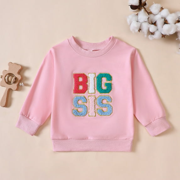 YWDJ Boys Girls Long Sleeve Sports Sweatshirt Casual Clothing Kids Big Sister Little Sister Sports Casual Sweatshirt 6 Months - 4 Years Old Pink 2Y