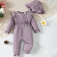 thumbnail image 1 of YWDJ Boys Outfit Sets 3-18 Months Baby Bow Crawler Boys Girls Ruffle Bodysuit Baby Bodysuit With Hat Purple 9 Months, 1 of 9