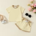 thumbnail image 1 of YWDJ Boys Two Piece Outfits Sets Summer Newborns 0-3 T Short Sleeve T Shirts Shorts Fashion Clothes Yellow 18 Months, 1 of 8