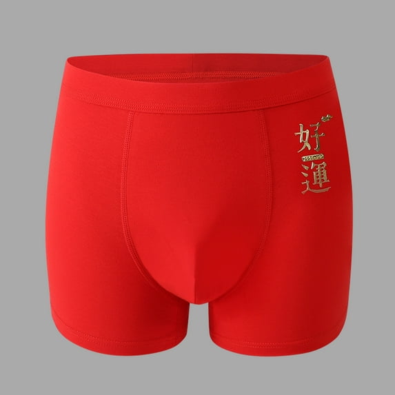 YWDJ Boyshorts Panties for Women Plus Size Cotton Breathable Lightweight No Show Big Red Mens Mid-waist Briefs Cotton Skin-friendly Breathable Wedding Celebration Briefs Red 3XL
