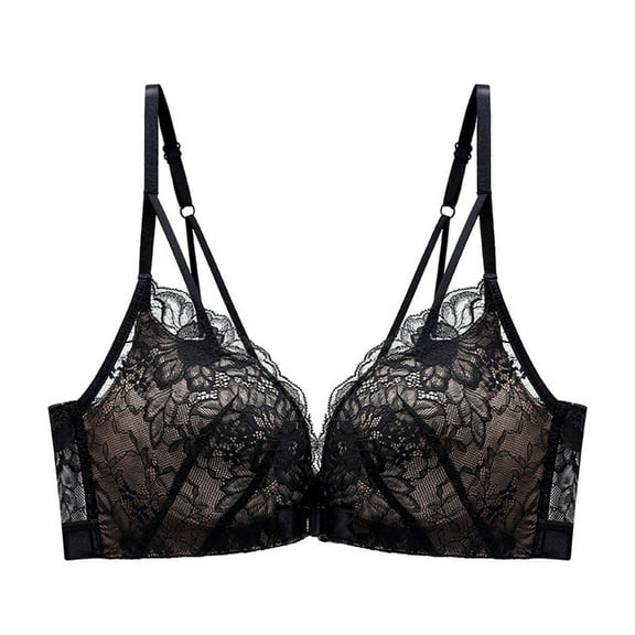 YWDJ Bras for Women Front Closure Wireless Push up Wirefree Comfort Straps Support Bralette Breathable Soft Bra for All Shapes Sagging Breasts Black XL