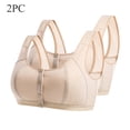 thumbnail image 1 of YWDJ Bras for Women Full Coverage Padded 2 Pack Front Closure Comfortable Bras No Wires Bras Wide Strap Half Cup Push up Wrap Sleep Bras Padded Plus Size Bras Button Solid Bras Beige XL, 1 of 3
