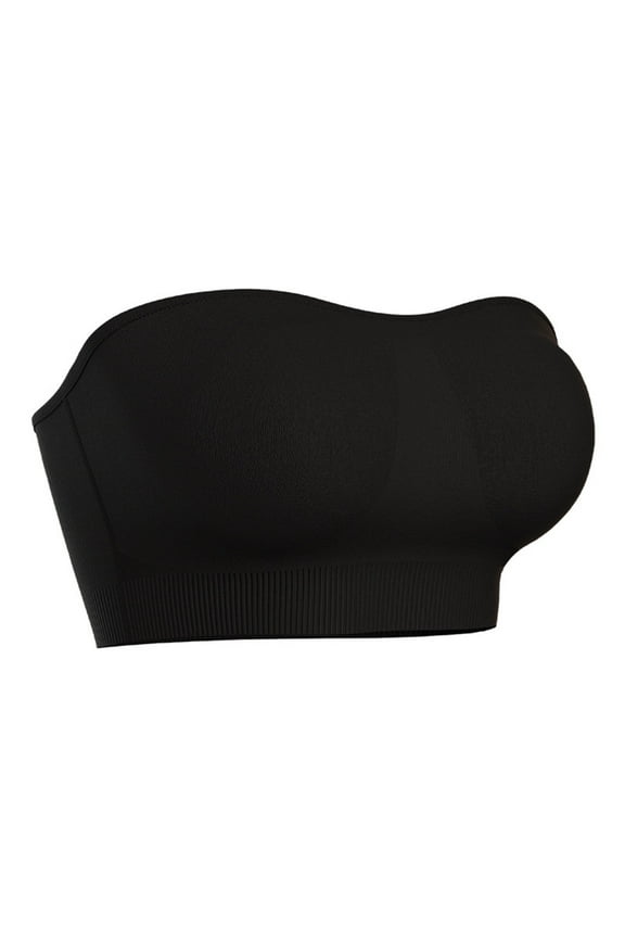 YWDJ Bras for Women Full Coverage Padded Bras No Wires Sleep Bras Strapless Half Cup Push up Wrap Comfy Bras Padded Comfy Bras Solid Lounge Bras Black 2XL