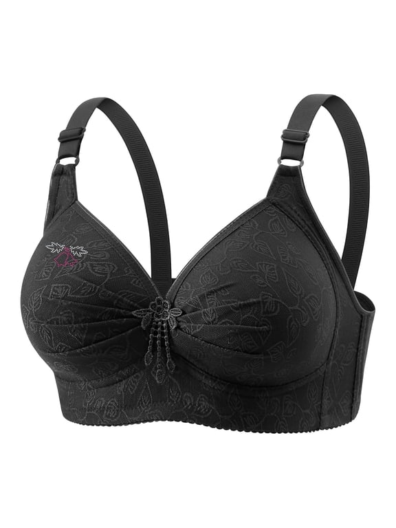 YWDJ Bras for Women Full Coverage No Wire Plus Size Push up Comfort Straps Support Lace Bralette Breathable Soft Bra for All Shapes Sagging Breasts Black 3XL