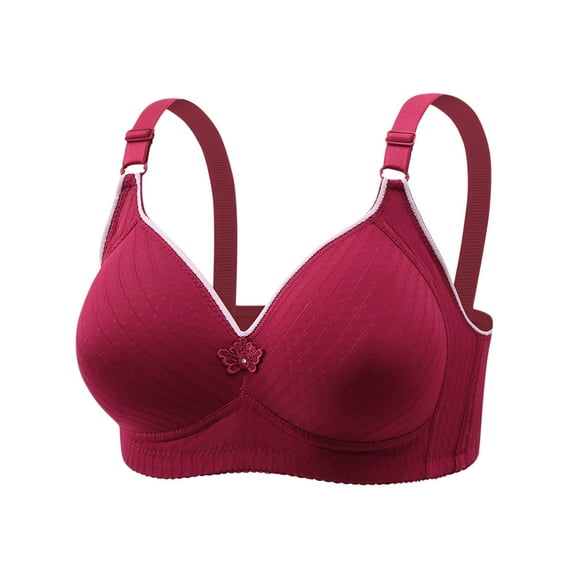 YWDJ Bras for Women Full Coverage Wireless Plus Size Push up Comfort Straps Support Bralette Breathable Soft Bra for All Shapes Sagging Breasts Wine L