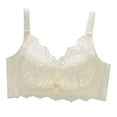thumbnail image 1 of YWDJ Bras for Women Full Coverage Wireless Push up No Wire Comfort Straps Support Lace Bralette Breathable Soft Bra for All Shapes Sagging Breasts White M, 1 of 7