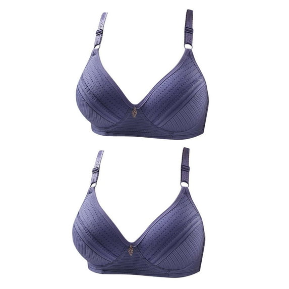 YWDJ Bras for Women Half Cup 2 Pack Sleep Bras No Wire Comfy Bras Adjustable Straps Push up Wrap Lounge Bras Padded Plus Size Lace Comfort Bras Comfortable Bras Blue 42