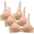 thumbnail image 1 of YWDJ Bras for Women Half Cup 3 Pack Closure in Back Comfy Bras Size Small No Underwire Lounge Bras Adjustable Straps Wrap Comfortable Bras Padded Comfort Bras Solid Bras Khaki M, 1 of 6