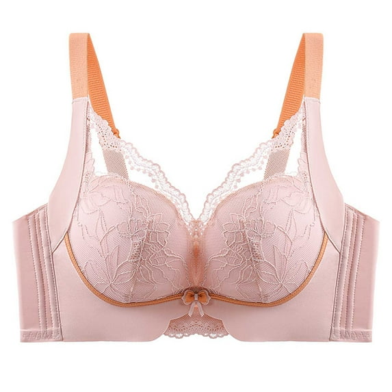 YWDJ Bras for Women Half Cup Back Closures Lounge Bras No Wire Comfortable Bras Adjustable Straps Full Coverage Push up Hollow Bras Padded Wide Strap Bras Wrap Sleep Bras Pink S