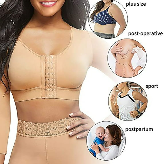 YWDJ Bras for Women Half Cup Back Closures Sleep Bras No Wires Comfy Bras Wide Strap Sports Bras Push up High Support Wrap Workout Bras Padded Plus Size Gym Bras Comfy Bras Khaki 3XL