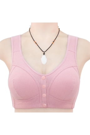 YWDJ Bras for Women Half Cup Front Close Bras No Wires Sleep Bras Wide Strap Full Coverage Push up Wrap Comfy Bras Padded Plus Size Comfortable Bras Solid Lounge Bras Pink 38