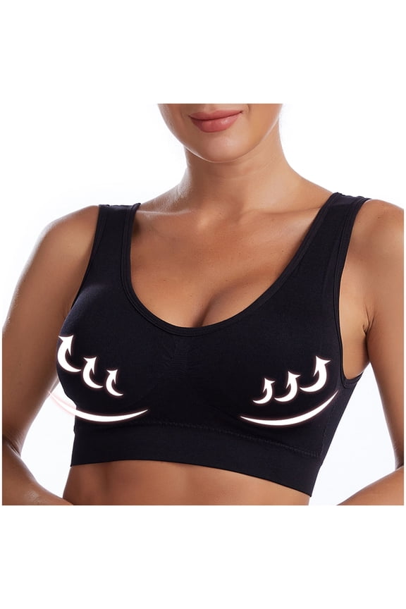 YWDJ Bras for Women Half Cup Pullover Comfy Bras Wireless Lounge Bras Wide Strap Full Coverage Push up Wrap Comfortable Bras Padded Plus Size Comfortable Bras Solid Bras Black 3XL