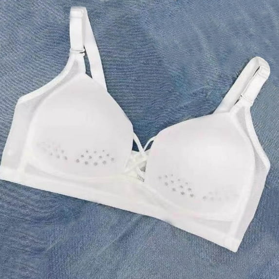 YWDJ Bras for Women Half Cup Sleep Bras No Underwire Comfy Bras Adjustable Straps Push up Wrap Lounge Bras Padded Comfortable Bras Solid Comfortable Bras White 2XL