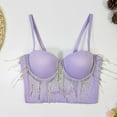 thumbnail image 1 of YWDJ Bras for Women Half Cup Sleep Bras Wirefree Comfy Bras Spaghetti Straps Full Coverage Push up Wrap Lounge Bras Padded Comfort Bras Solid Comfortable Bras Purple L, 1 of 5