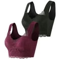 thumbnail image 1 of YWDJ Bras for Women Plus Size 2 Pack Back Closures Comfortable Bras Size Small No Wires Bras Wide Strap Full Coverage Push up Wrap Bras Padded Plus Size Lace Comfy Bras Solid Bras Black 5XL, 1 of 8