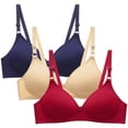thumbnail image 1 of YWDJ Bras for Women Plus Size 3 Pack Closure in Back Lounge Bras Size Small No Wire Comfortable Bras Adjustable Straps Half Cup Wrap Bras Padded Comfortable Bras Solid Sleep Bras Multicolor S, 1 of 6