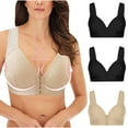 thumbnail image 1 of YWDJ Bras for Women Plus Size 3 Pack Front Close Comfortable Bras Wirefree Bras Wide Strap Full Coverage Push up Wrap Sleep Bras Padded Plus Size Comfort Bras Solid Comfy Bras Beige XL, 1 of 9