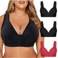 thumbnail image 1 of YWDJ Bras for Women Plus Size 3 Pack Front Closure Comfortable Bras Wirefree Bras Wide Strap Full Coverage Push up Wrap Sleep Bras Padded Plus Size Comfort Bras Solid Comfy Bras Red M, 1 of 9
