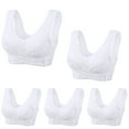 thumbnail image 1 of YWDJ Bras for Women Plus Size 5 Pack Front Closure Bras No Wire Sleep Bras Wide Strap Full Coverage Push up Cross Comfy Bras Padded Plus Size Lace Comfortable Bras Wrap Lounge Bras White 3XL, 1 of 4