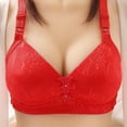 thumbnail image 1 of YWDJ Bras for Women Plus Size Back Closures Bras Wireless Sleep Bras Adjustable Straps Full Coverage Push up Hollow Comfy Bras Padded Plus Size Comfy Bras Wrap Solid Lounge Bras Red L, 1 of 7