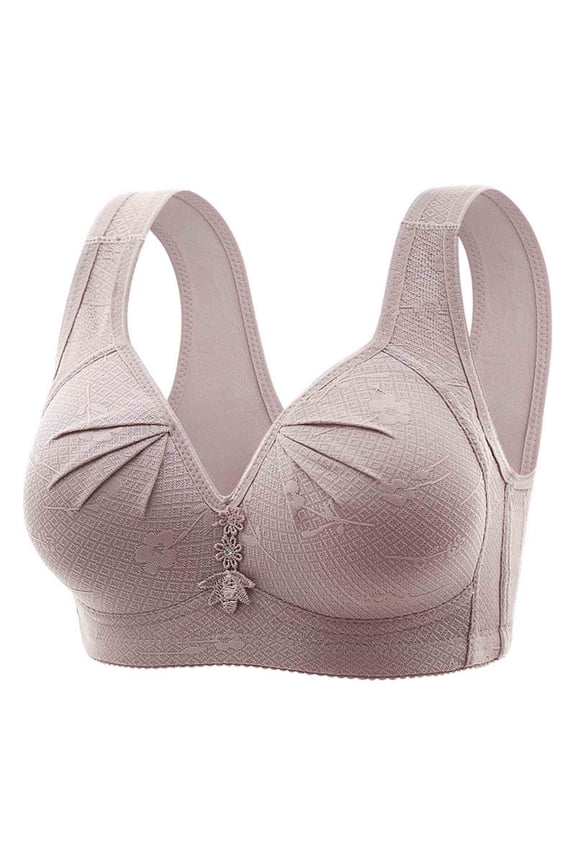 YWDJ Bras for Women Plus Size Back Closures Comfortable Bras Wireless Bras Wide Strap Full Coverage Push up Hollow Sleep Bras Padded Plus Size Comfortable Bras Wrap Comfy Bras Gray S