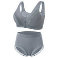 thumbnail image 1 of YWDJ Bras for Women Plus Size Back Closures Comfortable Bras Wireless Bras Wide Strap Full Coverage Push up Wrap Sleep Bras Padded Plus Size Bras Button Solid Comfy Bras Gray 48, 1 of 6