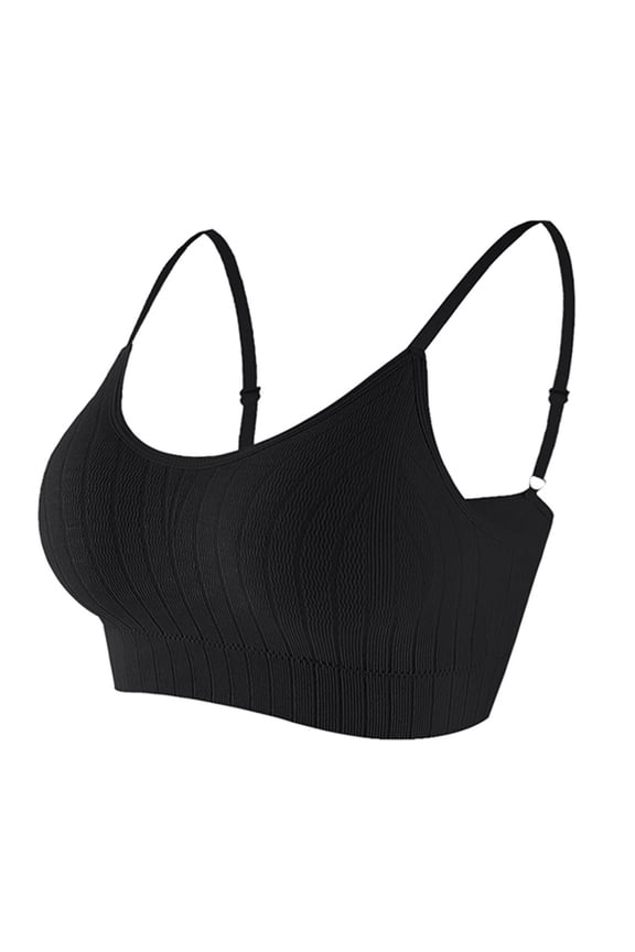YWDJ Bras for Women Plus Size Back Closures Wireless Adjustable Straps Full Coverage Bras Low Support Ruched Padded Bras Comfortable Wrap Solid Bras Black One Size