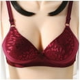 thumbnail image 1 of YWDJ Bras for Women Plus Size Closure in Back Bras No Underwire Sleep Bras Adjustable Straps Half Cup Push up Hollow Comfy Bras Padded Plus Size Comfort Bras Wrap Lounge Bras Wine 2XL, 1 of 7