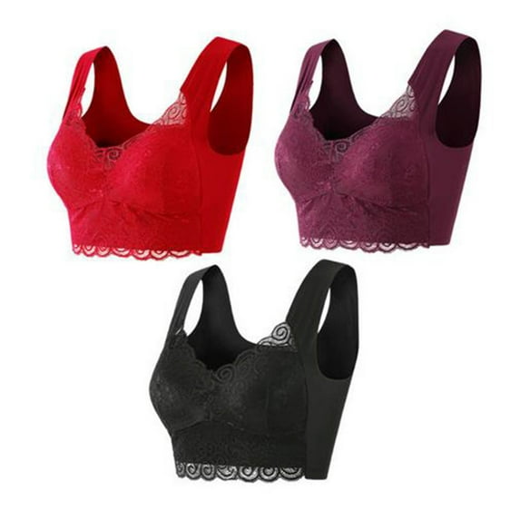 YWDJ Bras for Women Plus Size Closure in Back Comfortable Bras Size Small No Underwire Bras Wide Strap Full Coverage Push up Wrap Bras Padded Plus Size Lace Comfortable Bras Solid Bras Black L