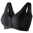 thumbnail image 1 of YWDJ Bras for Women Plus Size Front Close Comfy Bras Wireless Lounge Bras Wide Strap Full Coverage Push up Wrap Comfortable Bras Padded Plus Size Bras Solid Bras Black 3XL, 1 of 5