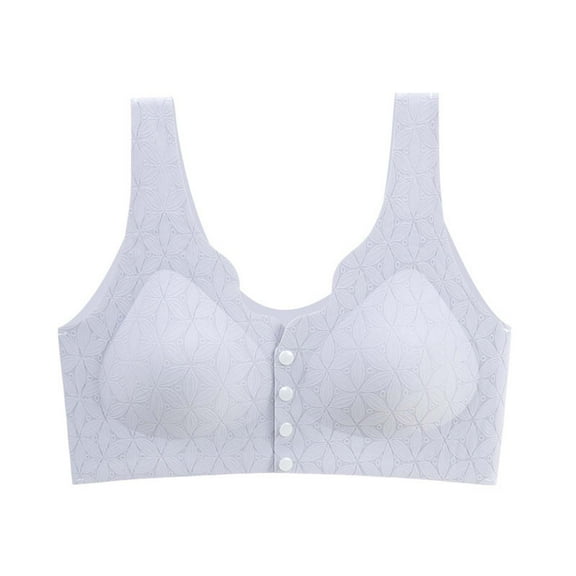 YWDJ Bras for Women Plus Size Front Closure Push up No Underwire Full Coverage Comfort Straps Support Bralette Breathable Soft Bra for All Shapes Sagging Breasts Gray M