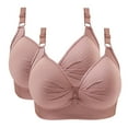 thumbnail image 1 of YWDJ Bras for Women Plus Size Push up 2 Pack Closure in Back Comfortable Bras No Wires Bras Adjustable Straps Half Cup Wrap Sleep Bras Padded Comfortable Bras Solid Comfy Bras Pink 40, 1 of 2
