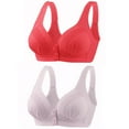 thumbnail image 1 of YWDJ Bras for Women Plus Size Push up 2 Pack Front Close Lounge Bras No Underwire Nursing Bras Wide Strap Full Coverage Bras Wrap Bras Padded Plus Size Comfortable Solid Breastfeeding Bras Red 2XL, 1 of 3